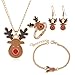 Produktbild AllRing 4Pcs Weihnachten Schmuck Set,Halskette Ohrringe Ring Armband Set,Exquisiten Weihnachten Elk Anhänger Design,Ornamente Weihnachten Geschenke Zubehör Set für Frauen Mädchen Kinder
