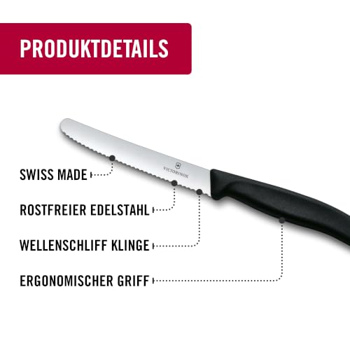 Victorinox Swiss Classic Frühstücksmesser, 2er Set, Wellenschliff, Schwarz – Ansicht 4