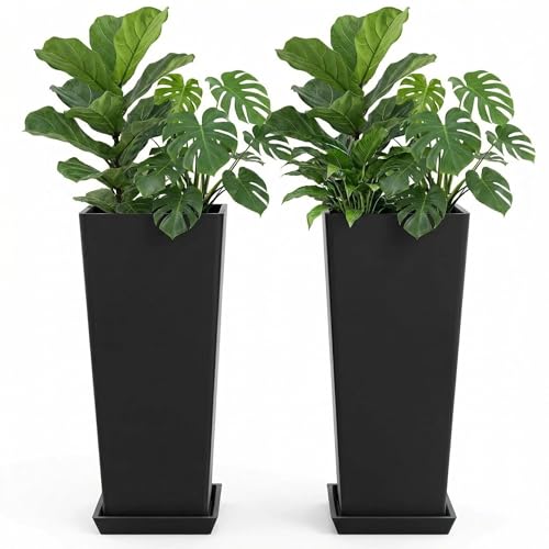 FENCY Set of 2 Tall Planters for Outdoor Plants, 24...