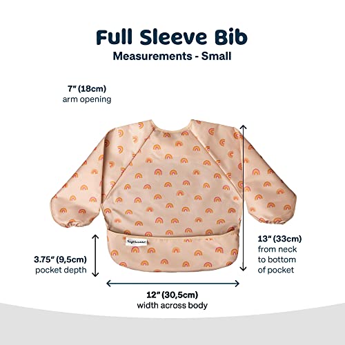 Tiny Twinkle Mess Proof Baby Bib, Cute Full Sleeved Bib Outfit, Waterproof Bibs For Toddlers, Machine Washable, Tug Proof Closure, Baby Smock For Eating, Long Sleeve (Boho Rainbow, Large 2-4 Years) #TOP5