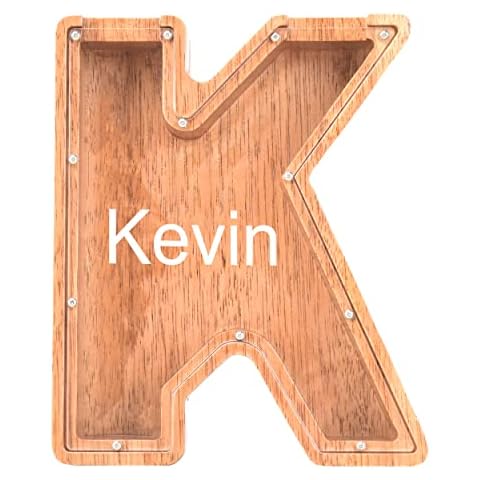 Custom Name Piggy Banks Kid, Personalized Letter Piggy Bank, Wooden Alphabet Money Bank, Gifts For Boy Girl Christmas Birthday New Year's Day (K) Cover