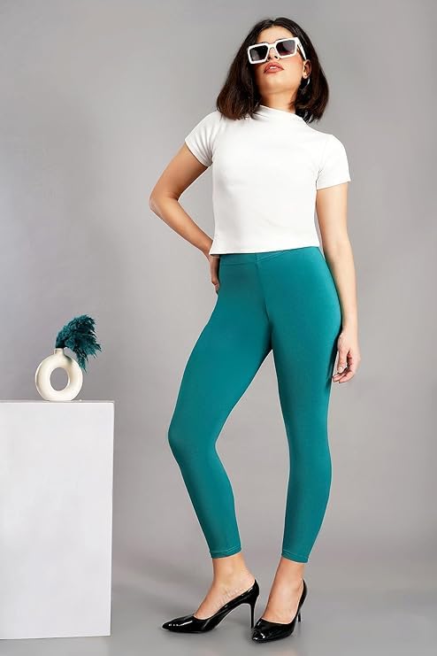 Image of Women Cotton Solid Belt Ankle Length Legging Four Way Lycra Leggings