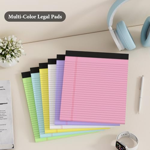 Pacote com 6 blocos legais 21 x 28 blocos coloridos 21 x 27 blocos de notas rosa perfurados 21 x 28