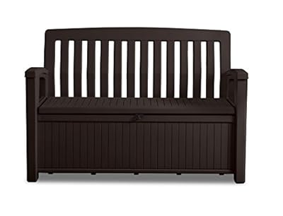 Keter 60 Gallon Storage Bench Deck Box for Patio Furniture, Front Porch Decor and Outdoor Seating – Perfect to Store Garden Tools