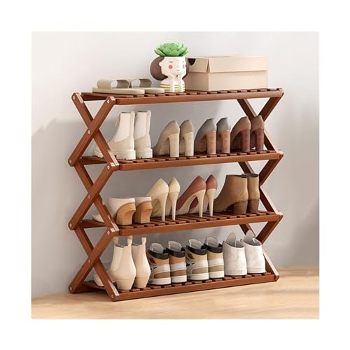 Organizador de zapatos ajustable, plegable, organizador de zapatos estrecho con estructura cruzada en forma, estante de almacenamiento de zapatos independiente para armario, pasillo, entrada