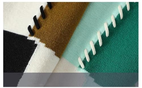 Mens Crew Neck Knit Pullover Sweater Long Sleeve Patchwork Thick Warm Casual Jumper4