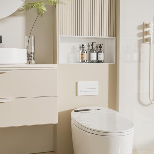No Tile Needed Shower Niche - 12"x24" White 304 Stainless Steel Recessed Shelf,Over Mount Installation for Bathroom & Shower Wall,Waterproof - Image 3