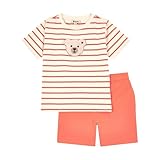 Steiff Set Shorts mit T-Shirt Kurzarm EU Größe 110 Persimmon, Sommerhose kombiniert mit einem Kurzarm Shirt für jeden Anlass, lockere Bequeme Passform