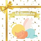 Libro de bautizo: Libro de firmas, recuerdos y huellas de invitados personalizado - Regalo o detalle para bautizo de niña o niño. angelito. Español (Spanish Edition)