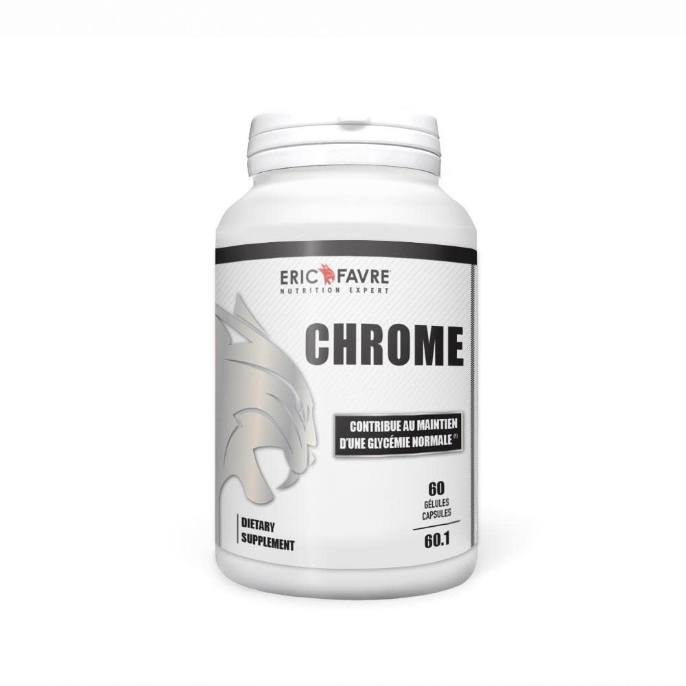 CHROME 250µg - Maintien d'une Bonne Glycémie, Régule le Taux de Sucre - 60 Gélules Végétales - Fabriqué en France - Laboratoire Français Eric Favre