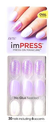 Kiss imPress Press-On Lilac Purple Oval Nails 80056 Born to Flex (Shell Design Accent Nails)