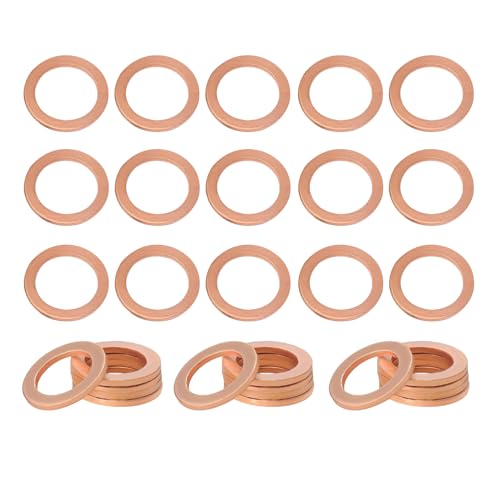 Image of 30PCS Oil Drain Plug Gasket, 14mm Cooper Crush Washer Oil Sealing Gaskets, Car Accessories Automotive Replacement Drain Plug Gaskets Compatible with OEM PN Part 007603-014106