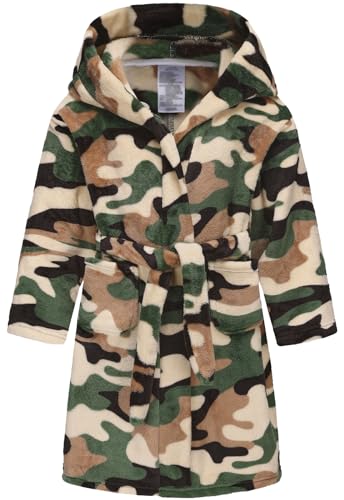 ECGK Boys Robe Soft Fleece Hooded Bathrobe for Kids Camo...