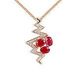 Beydodo Collar de oro rosa 750 para mujer, cadena de oro rosa de 45 cm, colgante de ondas con rubí de 0,93 ct con diamantes de oro rosa