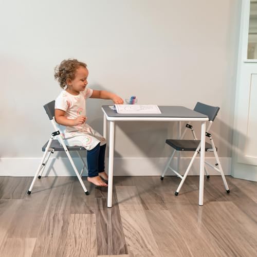 image for COSCO Kid's 3-Piece Activity Set with Folding Chairs, Cool Gray
