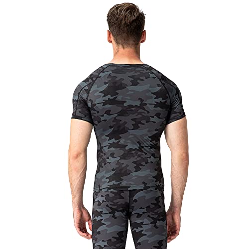 Cici Five Men's Compression Shirt Short Sleeve Athletic Compression Tops Cool Dry Undershirts Baselayer Gym Workout T Shirt Camo Black #TOP3