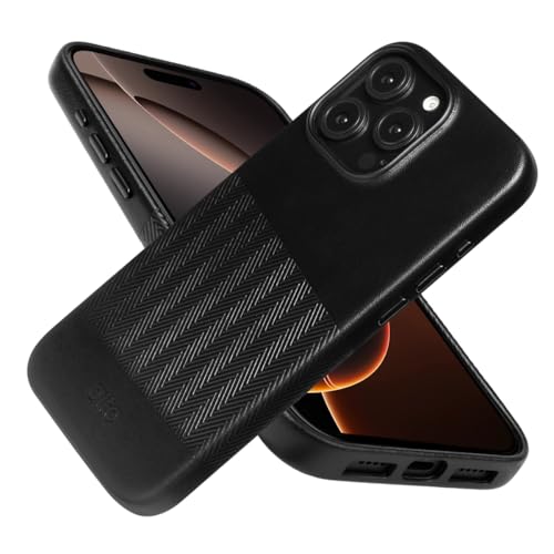 Housse de protection en cuir italien noir gaufré alto pour iPhone 2024