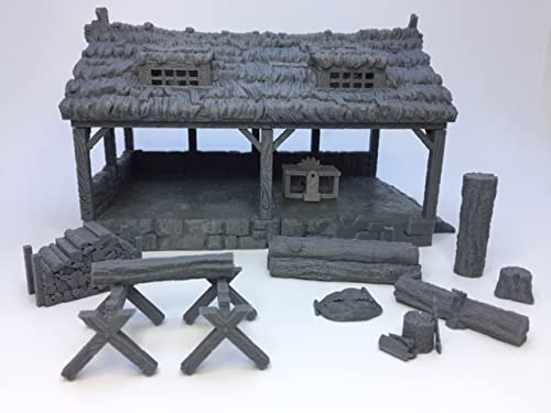 Lumber Mill RPG - Dungeons and Dragons - DND - Pathfinder - Diorama - Figurine Miniature (Gray/Unpainted)