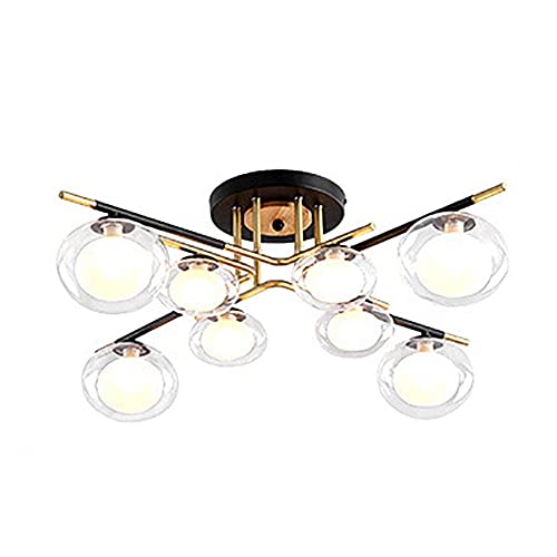 Chandelier Spoutnik en verre à 8 ou 10 têtes pour éclairage de plafond