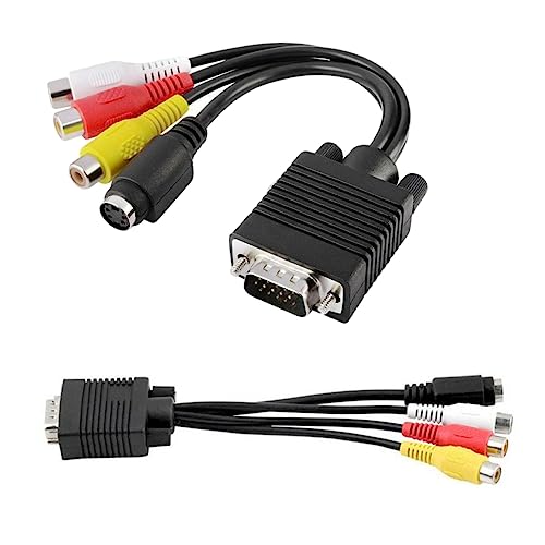 Hemobllo Cavo Adattatore Vga a S-video Connettore Jack Video 3, Compatibile Pc e Laptop Uscita Tv, Cavo Convertitore Audio Video Per Monitor e Tv Nero