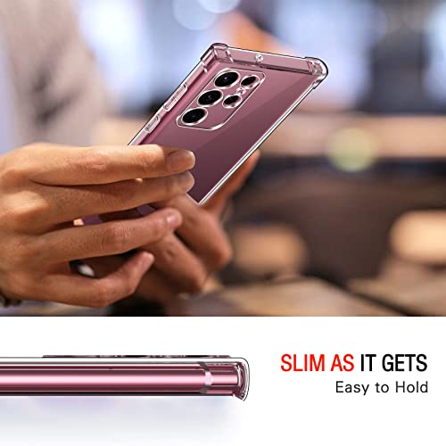 Image of Lustree Back Cover Transparent Case Compatible with Samsung Galaxy S22 Ultra | Clear + TPU Case with 4 Corner Air Cushion Protection & Camera Protection | Slim& Stylus Cover
