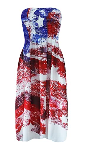 Image of Zyyfly Strapless Dress for Women Summer Beach Boho Smocked Tube Top Dress