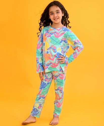 Image of Anthrilo Pure Cotton Printed Pyjama Set for Girls | Sleepwear | Night Suit, Night Wear | Long Sleeves T-Shirt & Pyjama | Regular Wear | 0-14 Years