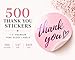 500 Pcs Thank You Stickers – 1.5” Pink Round Labels with Purple Hot Stamping Foil Script & Heart Design, Elegant Small Business Packaging Stickers for Bags, Boxes, Envelopes & Party Favors