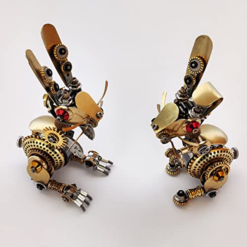 Lingxuinfo 3D Metal Bunny Metal Puzzle, Rabbit Mechanical Model Kit With Easter Egg (150Pcs+), Steampunk Style Model, Home Decor Collection Gift #TOP6