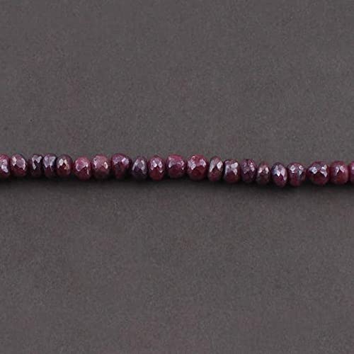 Perles rondelles en rubis véritable LKBEADS 7-8mm avec apprêt argenté éclat d'exception SB3492