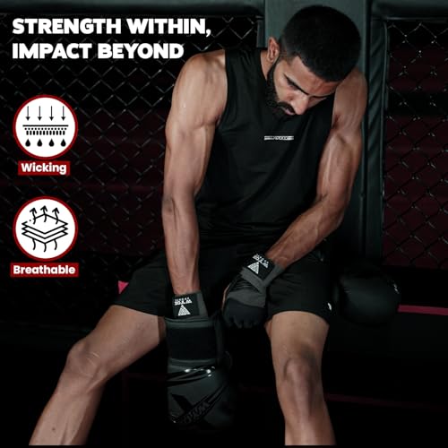 Image of WYOX Neoprene Gel Boxing Hand Wraps Inner Gloves for Men & Women - 80cm /31in Quick Wrist Strap, Padded Knuckle Protection, Fingerless MMA Muay Thai Kickboxing Wraps for Training & Martial Arts