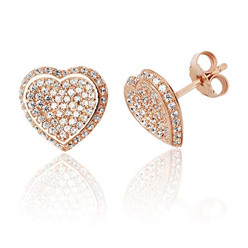 Boucles d'oreilles coeur argent 925 précieux et zirconium WJS21725