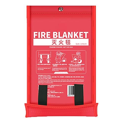 Large Fire Blanket Standard Protective Blanket Quick Release In Soft Case For Kitchen Home Office Caravan Warehouse Easy Open (Size : 1x1m)