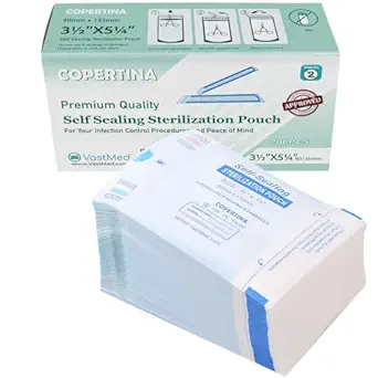 COPERTINA Self Seal Sterilization Pouches with Dual Indicators for Dental Tools by VASTMED | Autoclave Sterilizer Bags Pouch for Tools (3.5x5.25