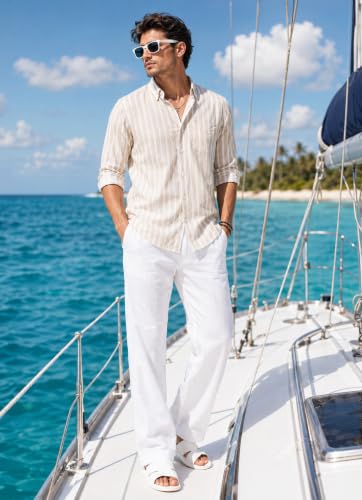 Image of Majestic Man Classic Slim Fit Vertical Striped Casual Cotton Shirt
