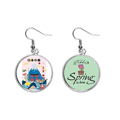 Pendientes de primavera ligeros con colgante decorativo de turismo japonés para uso diario