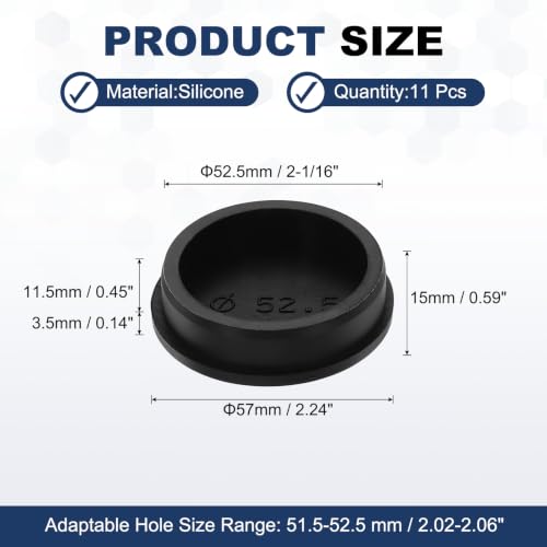 Image of MECCANIXITY 11pcs T-Shaped Silicone Plugs 52.5mm 2-1 /16 Inch Dia, Black | Snap in Plug Hole Seal Cover Round Rubber Stopper for 51.5-52.5mm Holes Kitchen Rubber Bulkheads Waterproof Sealing