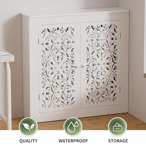 Cache-radiateur blanc ajouré avec étagère stable pour maison - 4