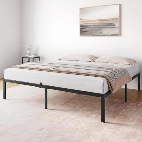 GAOMON 14 Inch Tall Bed Frame, Simple and Atmospheric Metal Platform Bed Frame, Storage Space Under The Bed, Sturdy King Size Bed Frame with Reserved Holes for DIY Headboard, King