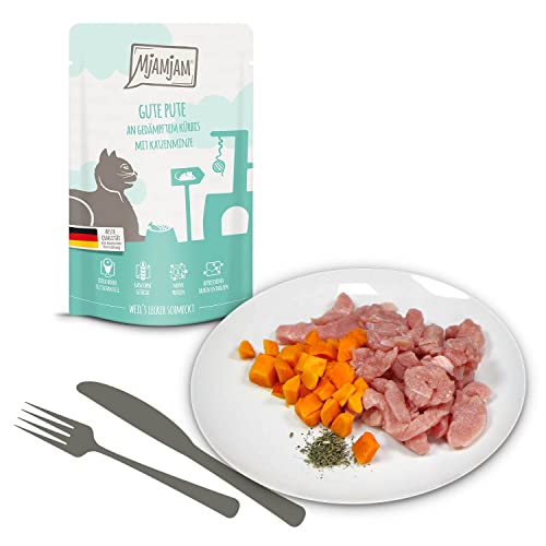 MjAMjAM - Premium Nassfutter für Katzen - Probierpaket, 12er Pack (12 x 125 g), getreidefrei mit extra viel Fleisch