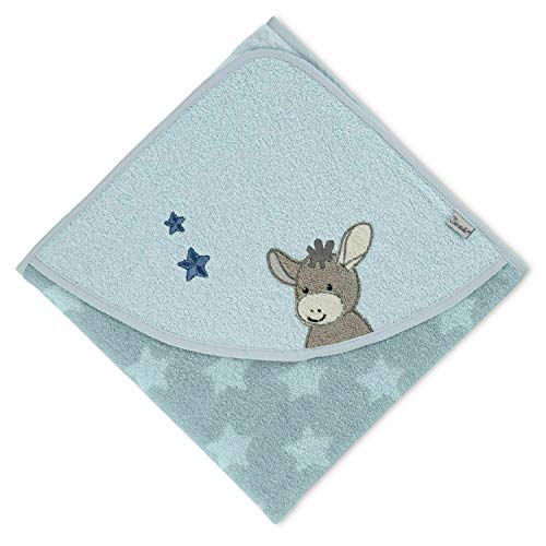 Sterntaler Kapuzenbadetuch Esel Emmi, Alter: ab 0 Monate, 100 x 100 cm, Baumwolle , Mittelblau