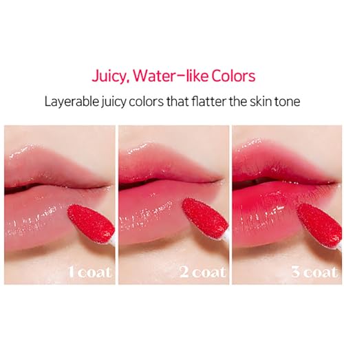 Image of ETUDE Glow Fixing Tint for Plump & Fuller Lips| Non-Sticky, Moisturising, Vegan Gloss| Shade- 12 Cherry Sugar, 3.8g (Pack of 2)