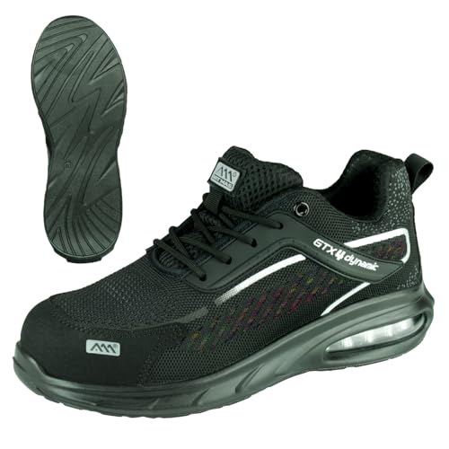 ARTMAS GTX4 Dynamic S1 - Zapatos de seguridad para hombre y mujer, ligeros, con puntera de acero, antideslizantes, transpirables, deportivos, Negro , 43 EU