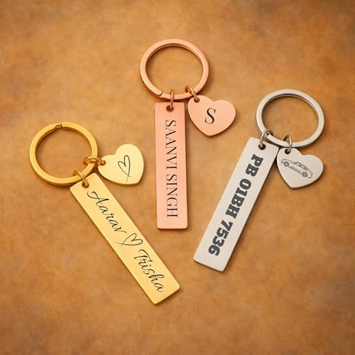 Image of Premium Customized Metal Keychain | Personalized Name Engraved Keychain for Car & House Keys | Stylish Stainless Steel Gift for Men & Women