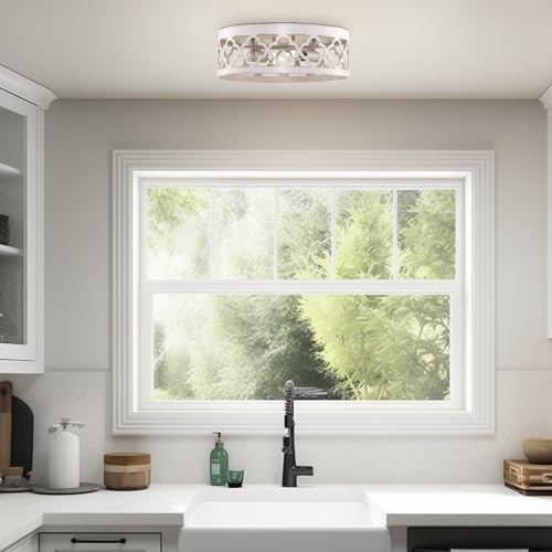 Kira Home Sutton 13" Farmhouse Quatrefoil 2-Light Flush Mount for Hallway by Kira Home - Used condition - Image 6