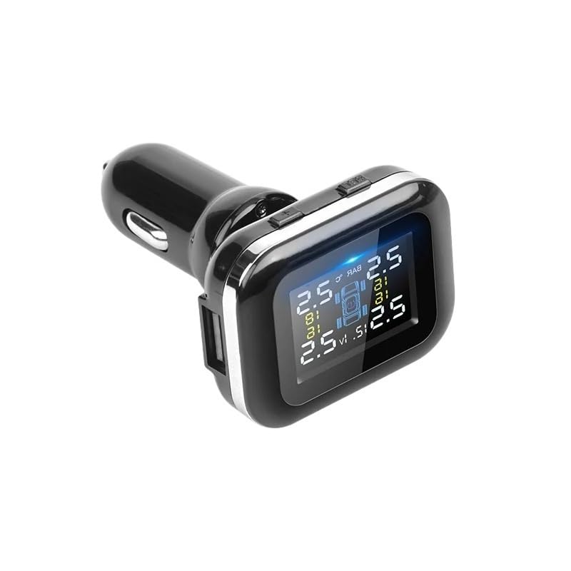 Tpms Sistema di monitoraggio dell'allarme della pressione dei pneumatici con 4 sensori, sistema di allarme di sicurezza for auto, accendisigari, pressione dei pneumatici Pressione Pneumatici(Internal