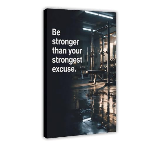 Vintage Gym Stronger Excuse Bench Rack Quote Tapestry Canvas Art Poster Of | for Living Room, Bedroom, Dorm Decor Home Office Decoration Frame-style-31 20"L x 30"W