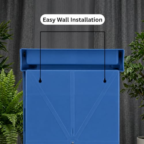 Image of BRANCO Bathroom Cabinet with Mirror | Storage Organiser | Strong Plastic Bathroom Shelves Wall Mounted | Mirror Cabinet (Blue)