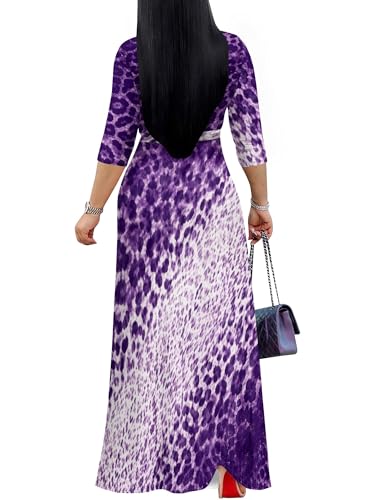Image of PinkPatty Plus Size Dresses for Curvy Women V Neck Flowy Long Sleeves Wrap Maxi Dress Travel Vacation Outfits