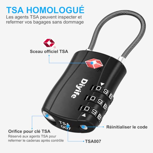 Sangle Valise Tsa Voyage : Diyife Cadenas Valise TSA, Cadenas Valise Avion, Cadenas Code, 2 PCS... – Image 4